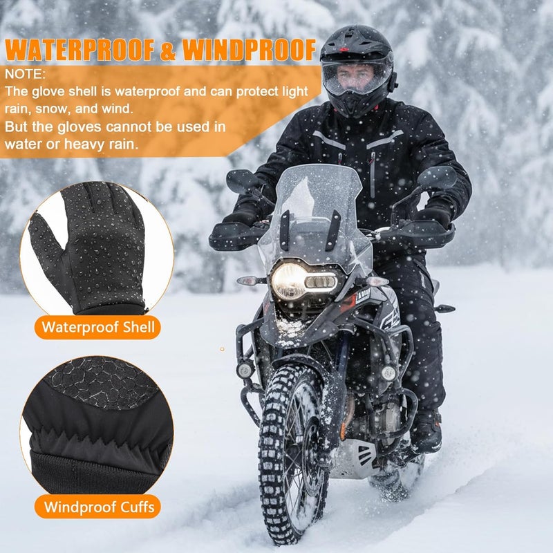 Outrip Winter Waterproof Snow Gloves for Men Women,Cold Weather Warm Thermal Touchscreen Gloves for Running, Driving, Cycling - Image 3